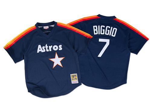 Mitchell And Ness 1991 Astros #7 Craig Biggio Navy Blue Throwback Stitched MLB Jersey